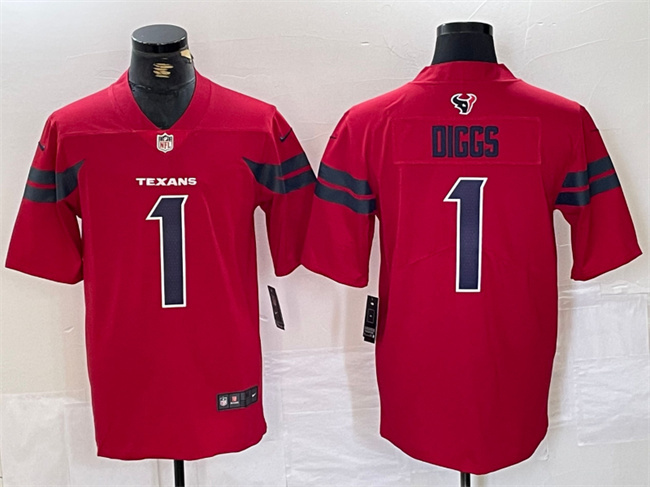 Men's Red Houston Texans #1 Stefon Diggs Vapor Untouchable Stitched Football Jersey